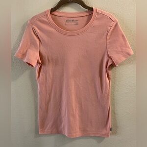 Eddie Bauer Peach Short Sleeved Tee Shirt-Women’s Large Cotton Polyester